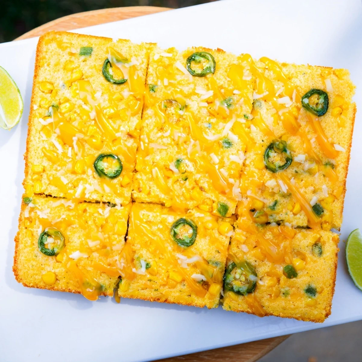 Southern-style cornbread with fresh jalapeño peppers finished with tangy honey lime glaze