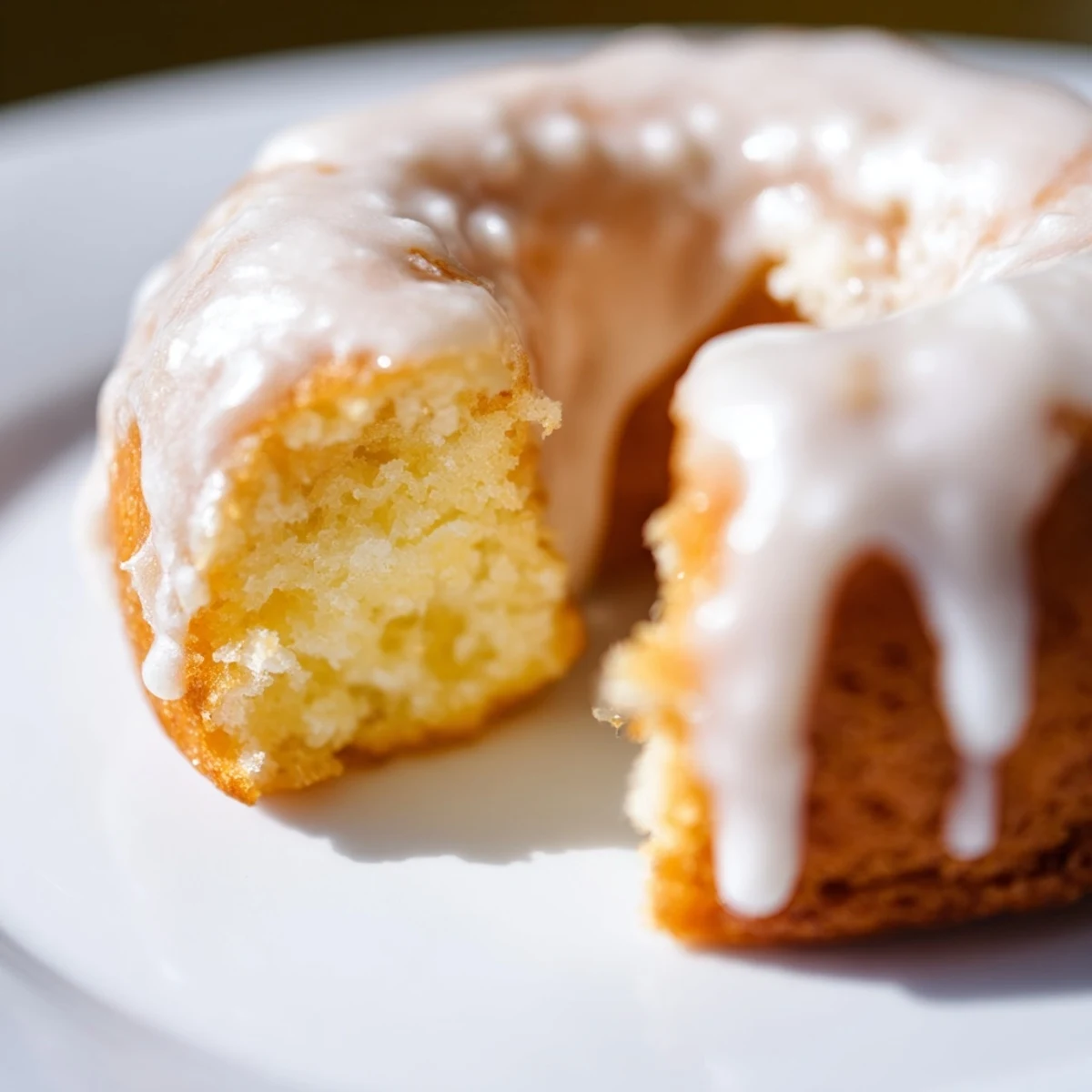 Plate of light fluffy Greek yogurt cake donuts dusted with cinnamon sugar and served with a cup of coffee
