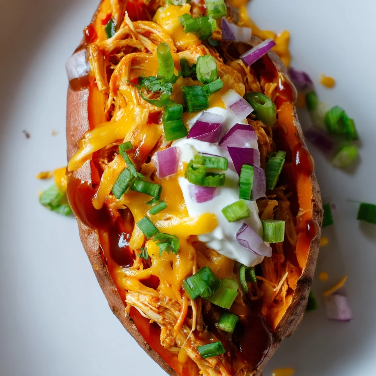 BBQ Chicken Stuffed Sweet Potatoes