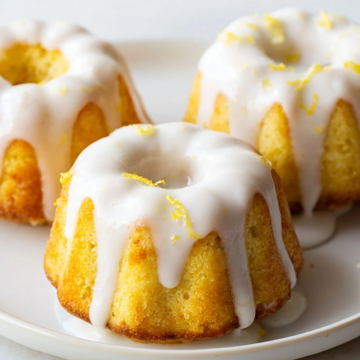 Moist mini lemon cakes with zesty frosting arranged for an elegant dessert spread