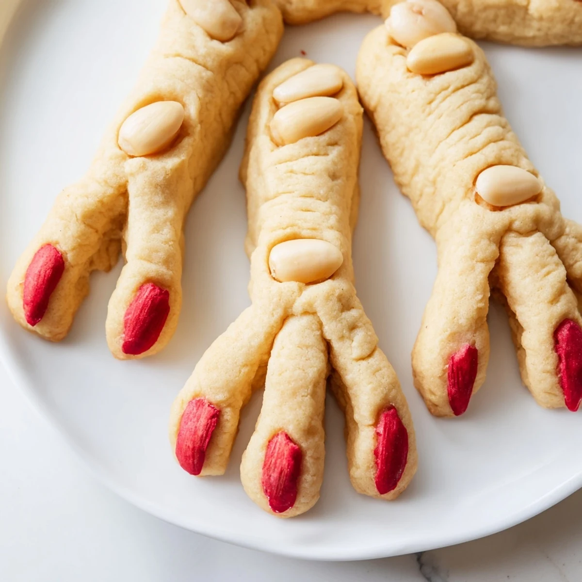 Chilled glass of cider beside a plate of Creepy Witch Finger Cookies