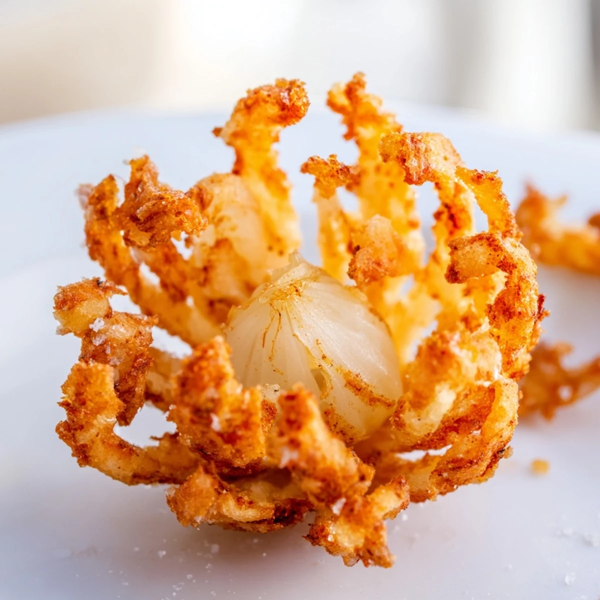 Golden crispy mini bloomin onions served with spicy horseradish dipping sauce