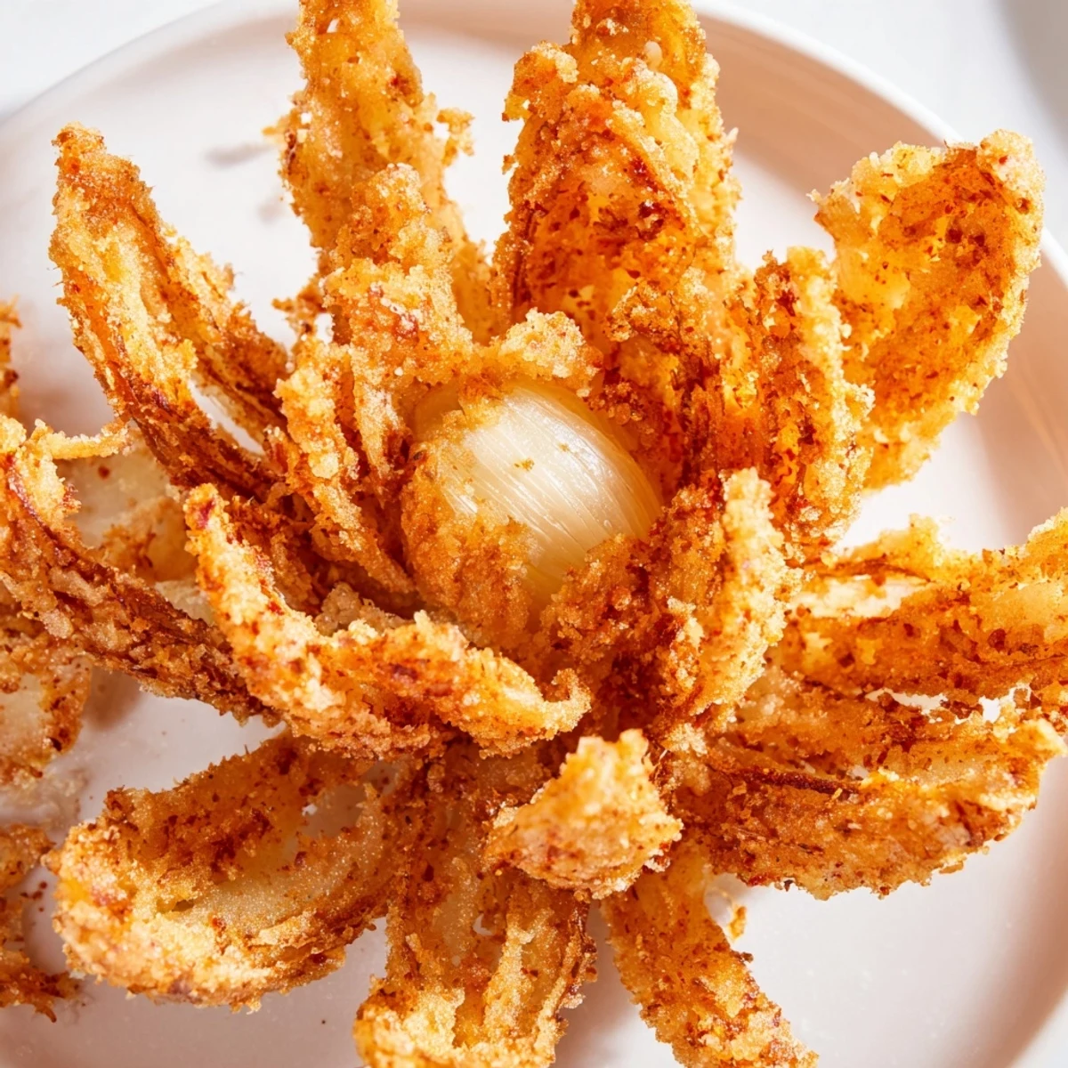 Six miniature blooming onions golden brown and ready for party dipping