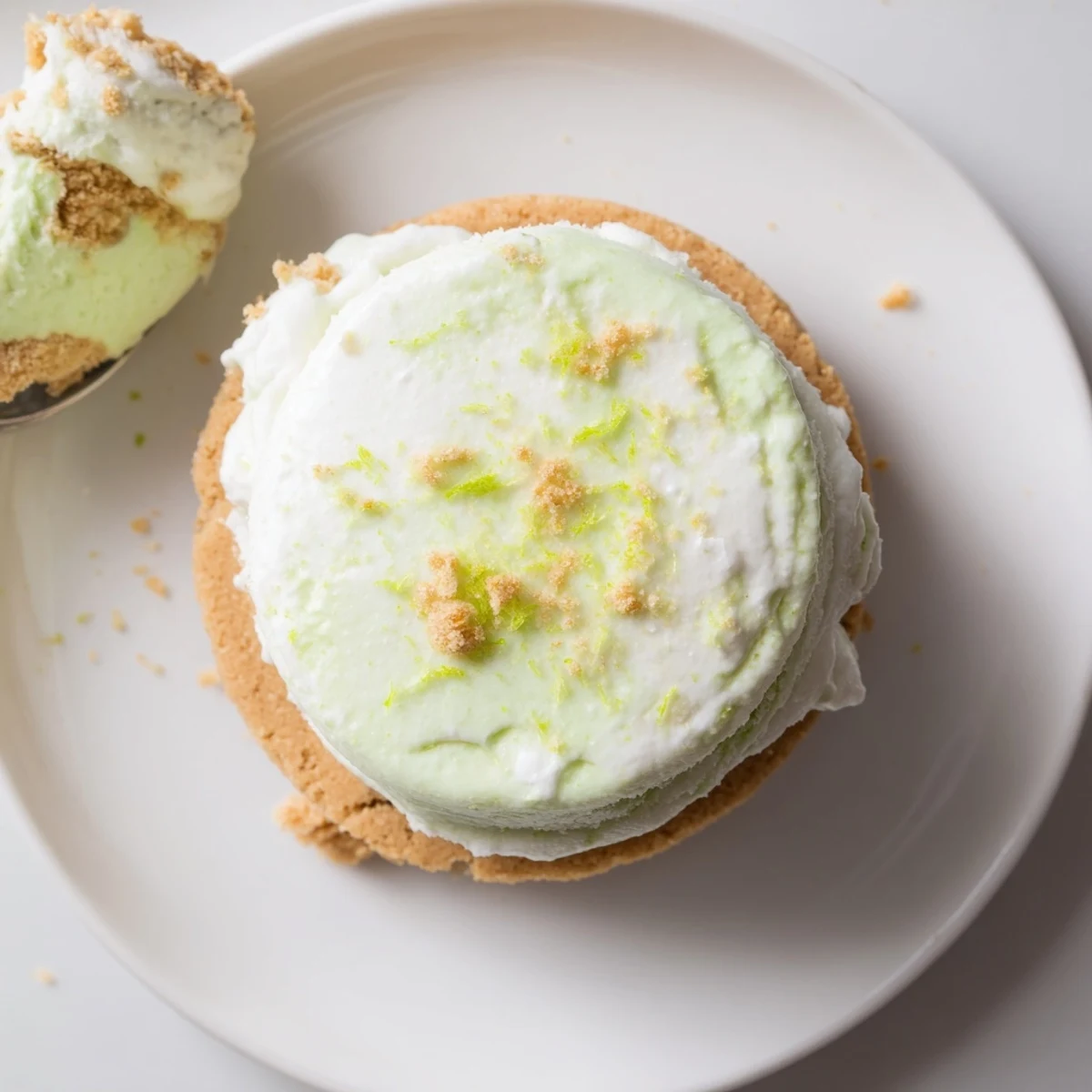 Key Lime Pie Ice Cream Sandwiches with zesty lime filling and graham crumble