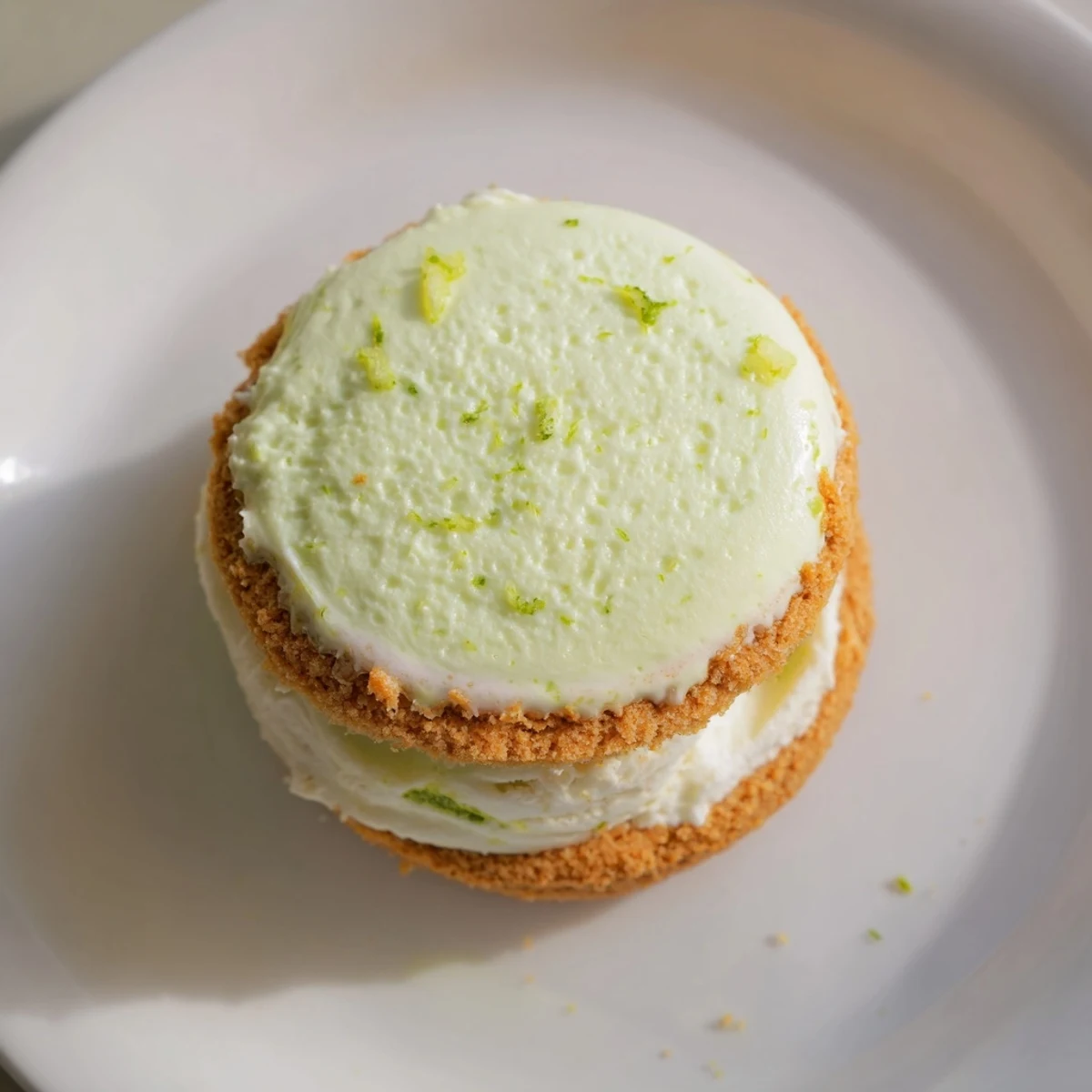 Creamy Key Lime Pie Ice Cream Sandwiches rolled in crushed graham for texture