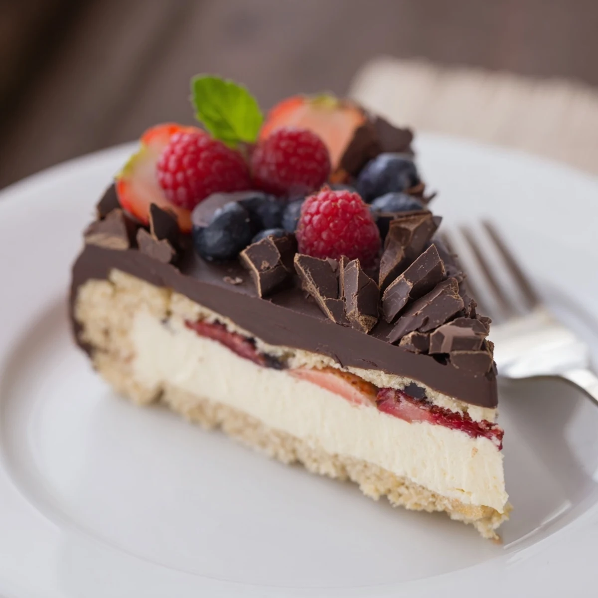 Chilled The Ultimate Dessert Recipe showing biscuit base, creamy mascarpone, bright berries.