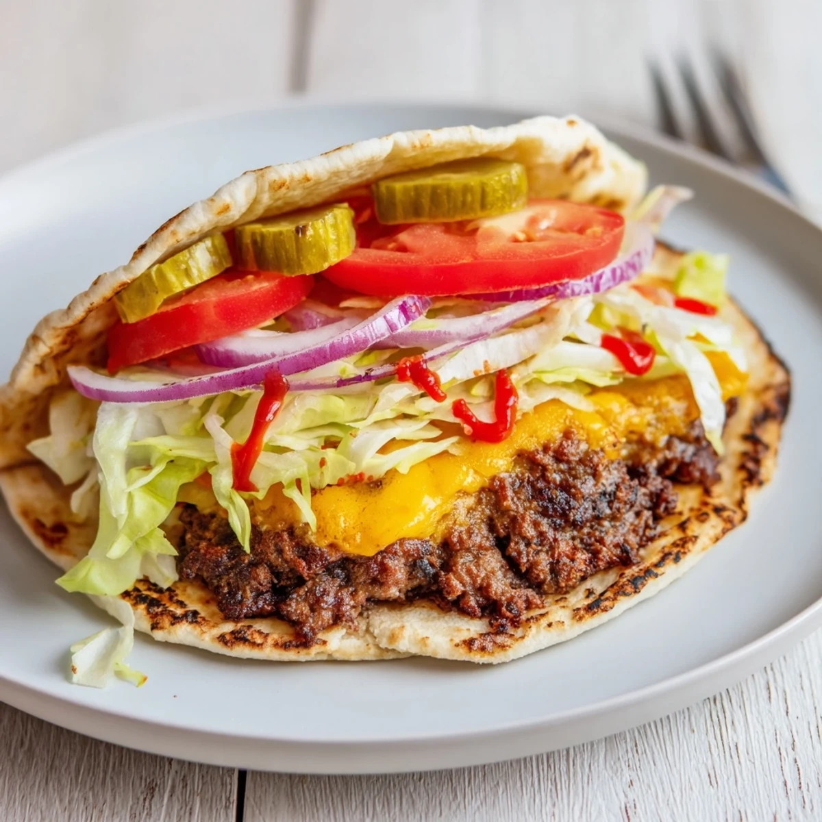 Crispy, cheddar topped Smash Burger Tacos resting on warm toasted tortillas