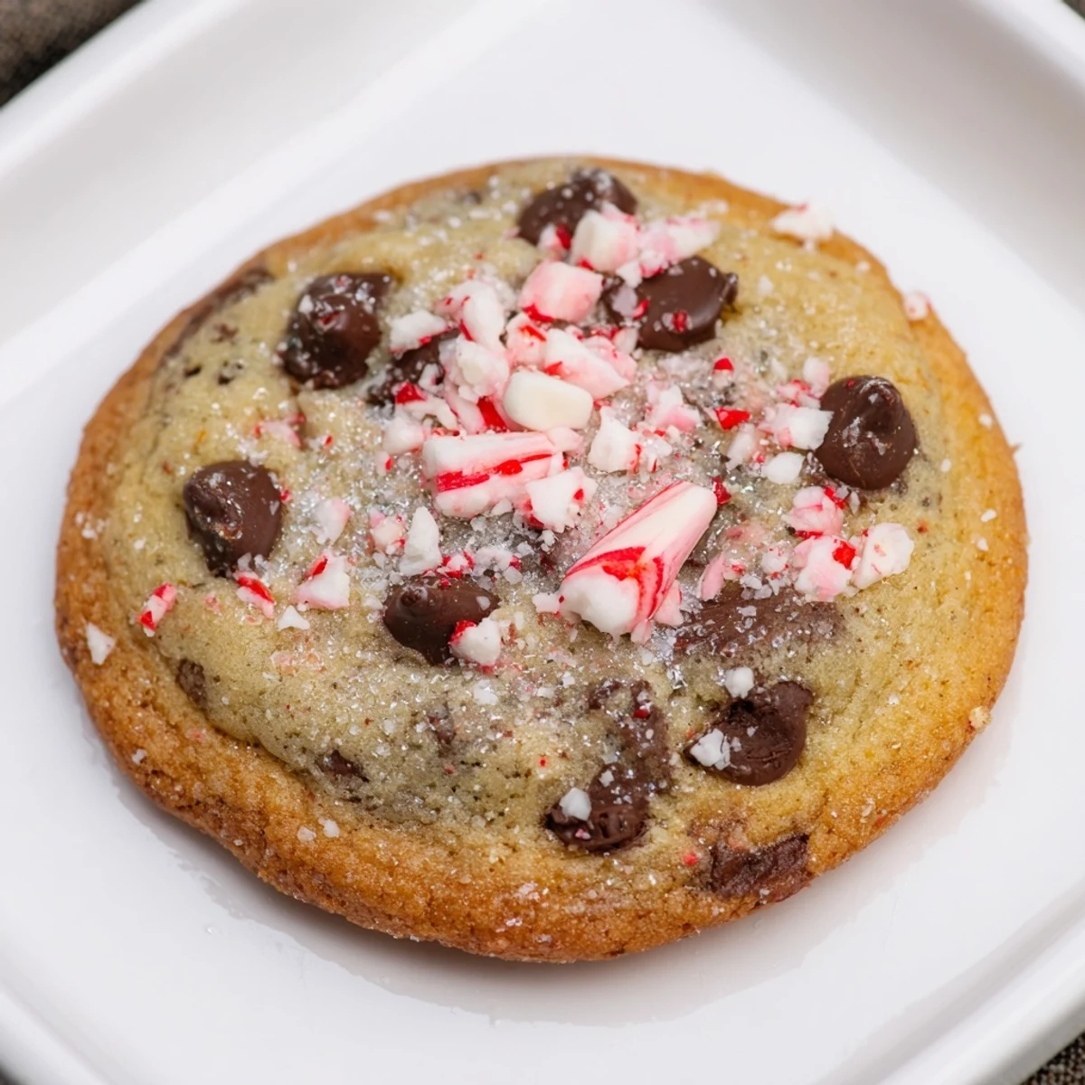 Warm Peppermint Chocolate Chip Cookies with gooey chocolate chips, mint aroma.