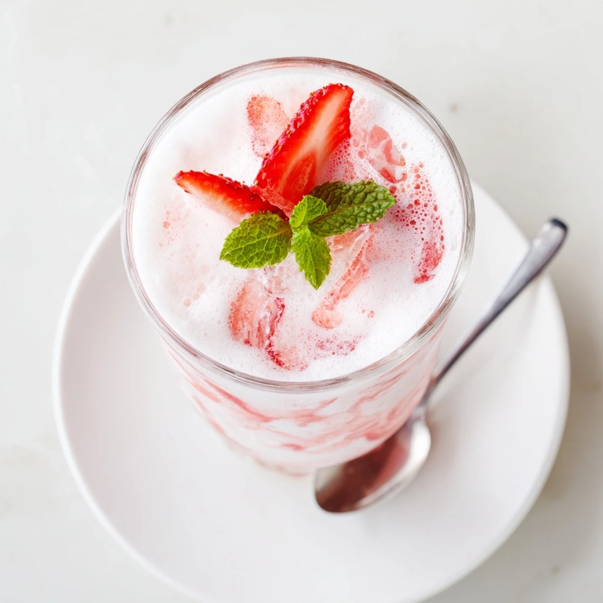 Refreshing Strawberry Coconut Cooler Recipe poured into glasses with strawberry slices
