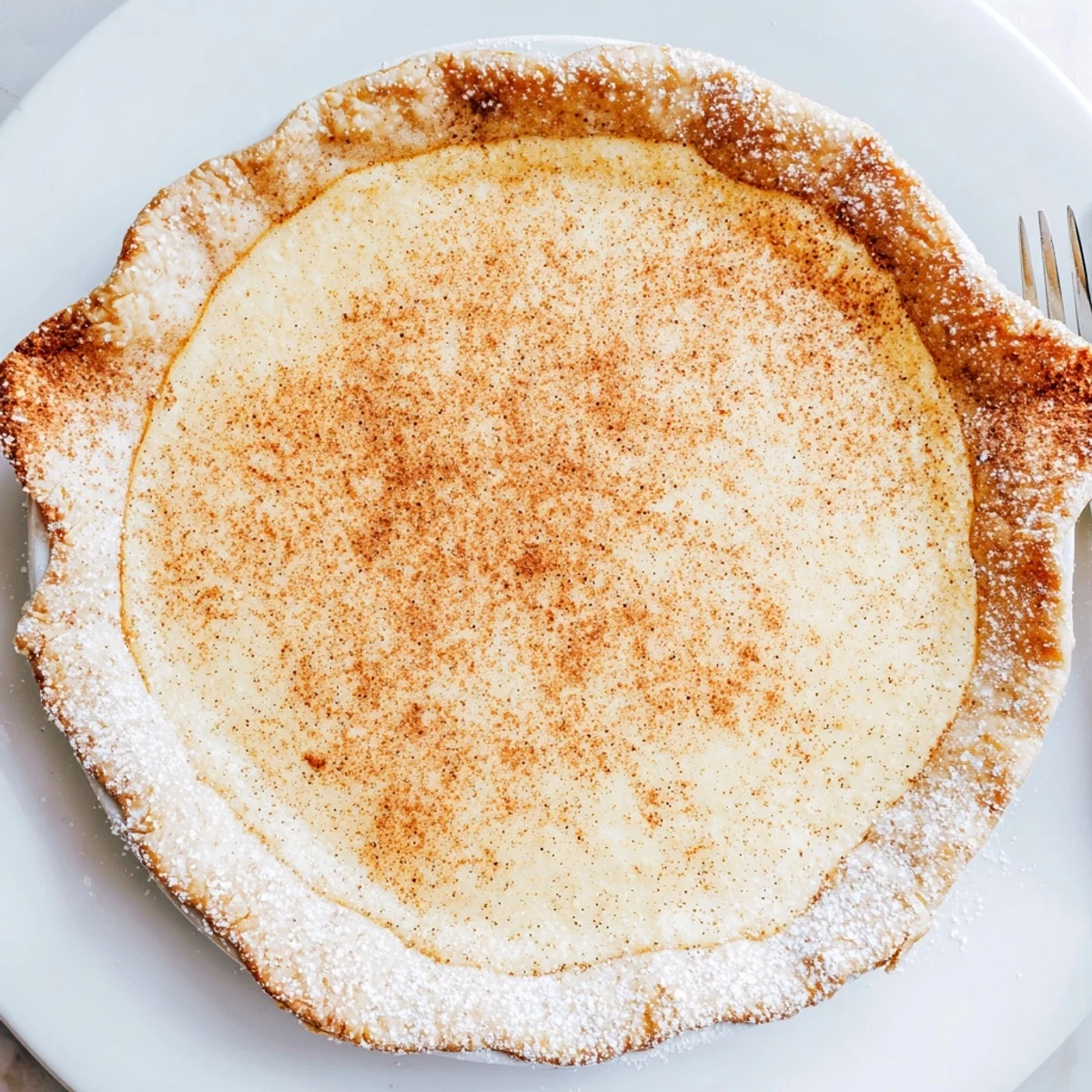 Christmas Eve Custard Pie With Cinnamon Vanilla chilled, sliced and garnished with sugared cranberries