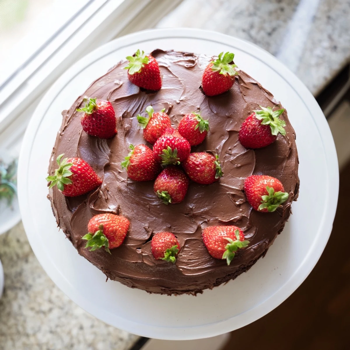 Decadent strawberry chocolate cake with glossy ganache dripping down the sides