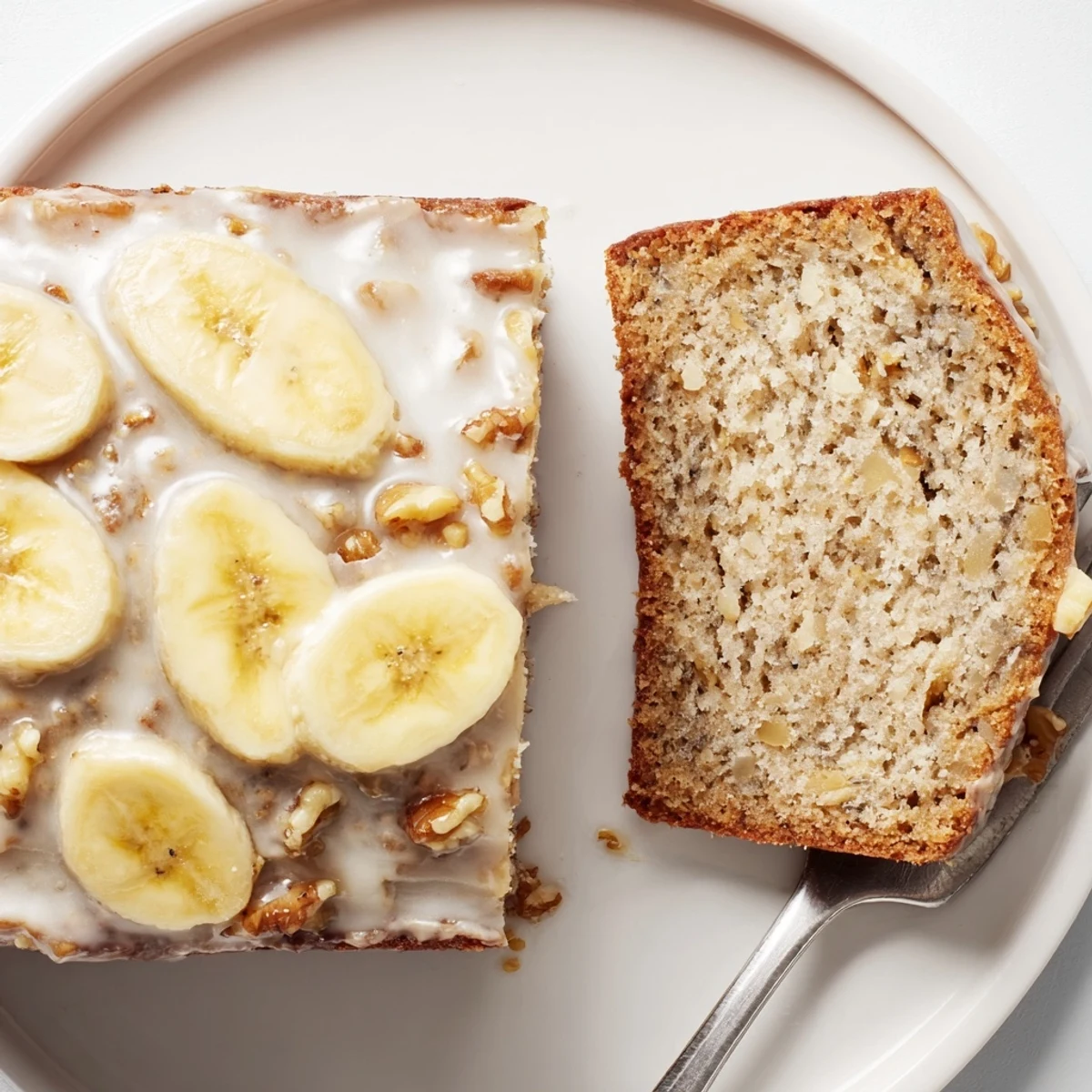 Moist Banana Cake cooling on wire rack, golden crumb and banana aroma