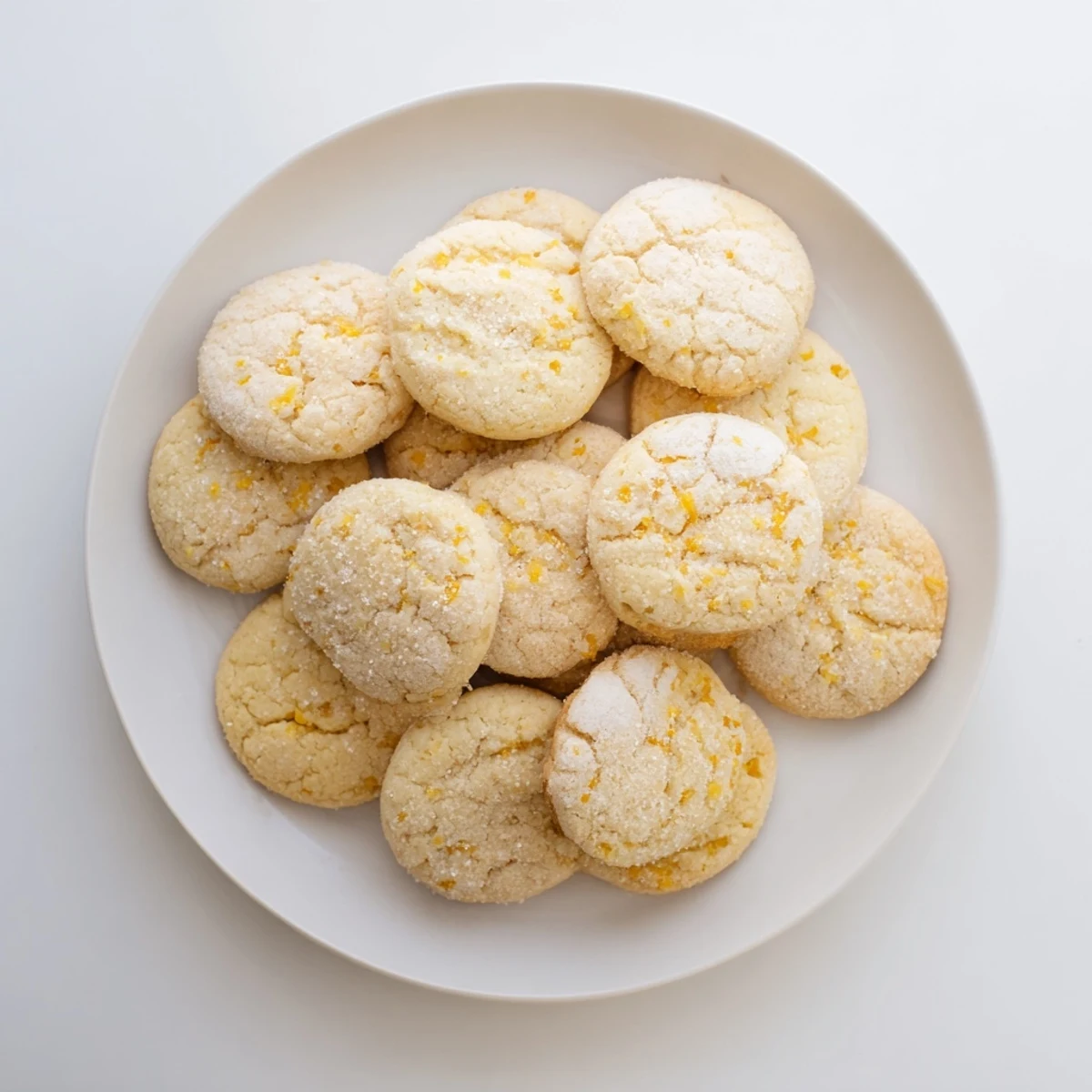 Freshly baked soft chewy lemon cookies cooling on wire rack with bright citrus zest