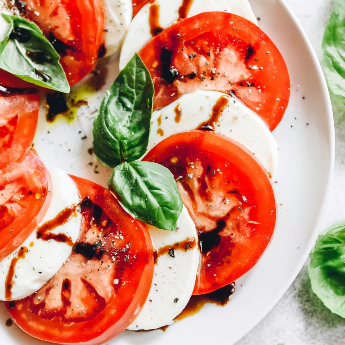 Serve Classic Caprese Salad at room temperature, sprinkle freshly ground black pepper.