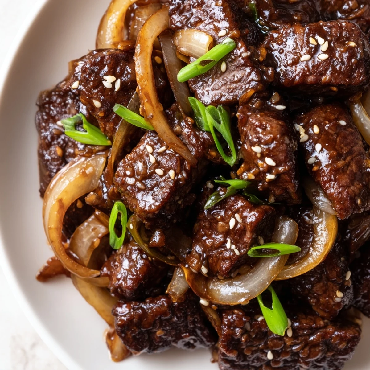 Tender Asian-inspired cube steak glistening with a rich soy-ginger glaze and colorful bell peppers