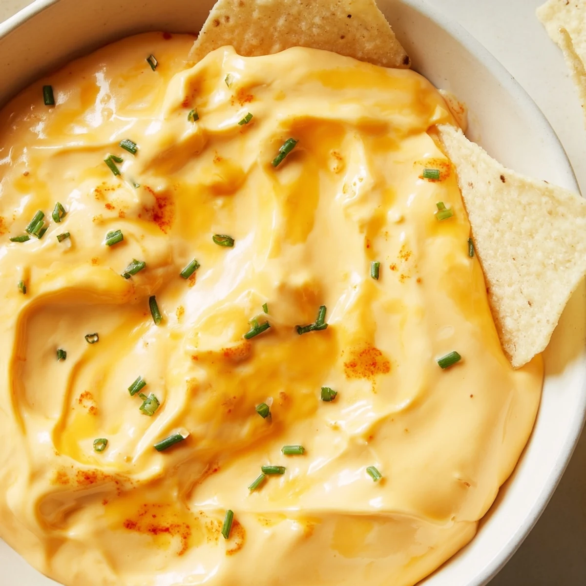 Creamy cheese dip garnished with green onions served warm with veggies
