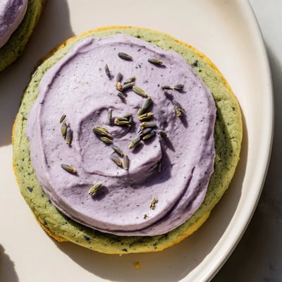 Matcha Sugar Cookies Lavender Frosting